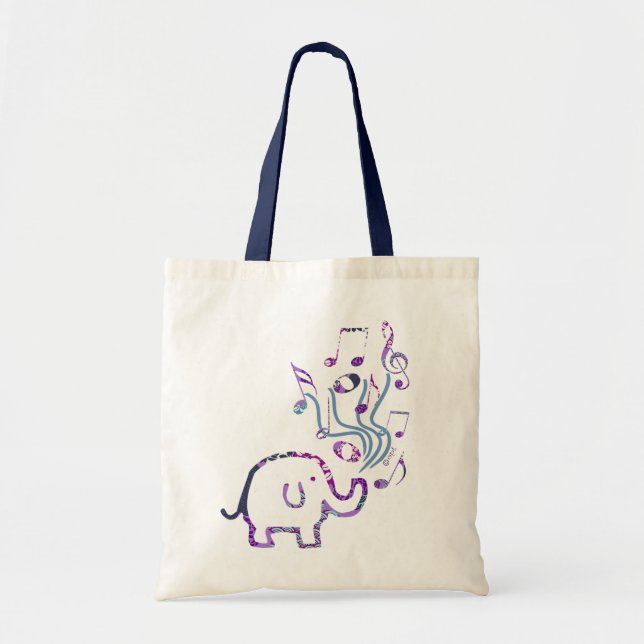gorgeous elephant musical notes tote bag (Front)