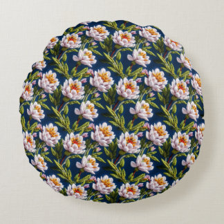Gorgeous Embroidery Flowers Round Pillow