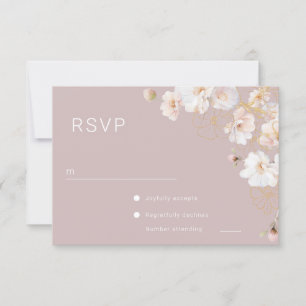 Gorgeous Enchanted Wildflowers Blush Wedding RSVP Card
