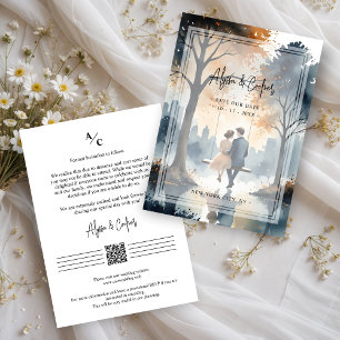 Gorgeous Exquisite Couple Swinging NY Park Wedding Save The Date