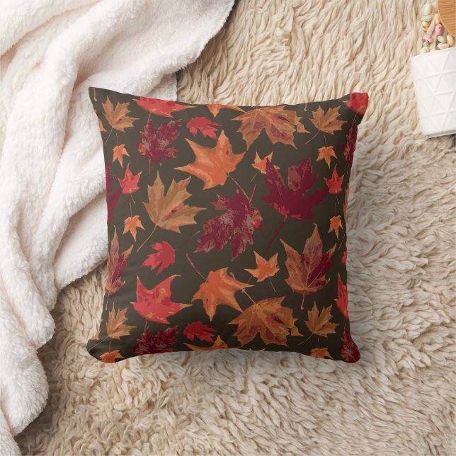 Gorgeous Fall Autumn Leaves Coordinating Throw Pillow (Blanket)