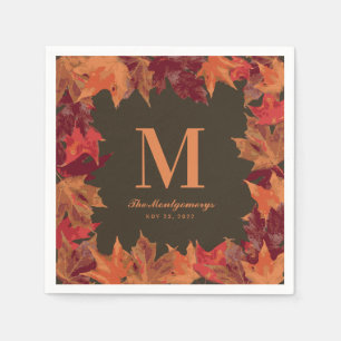 Gorgeous Fall Autumn Leaves Monogram Napkin