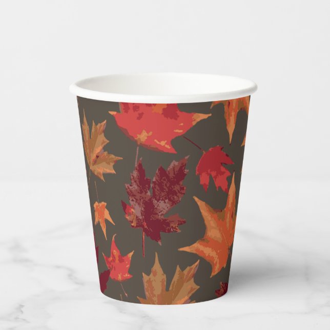 Gorgeous Fall Autumn Leaves Party Decor Paper Cups (Front)