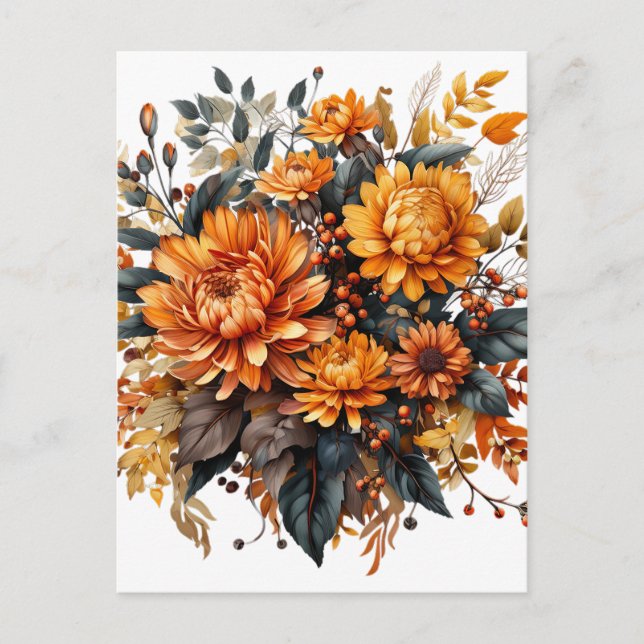 Gorgeous Fall Floral  Announcement Postcard (Front)