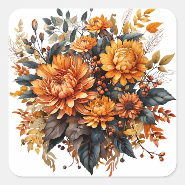 Gorgeous Fall Floral  Square Sticker (Front)