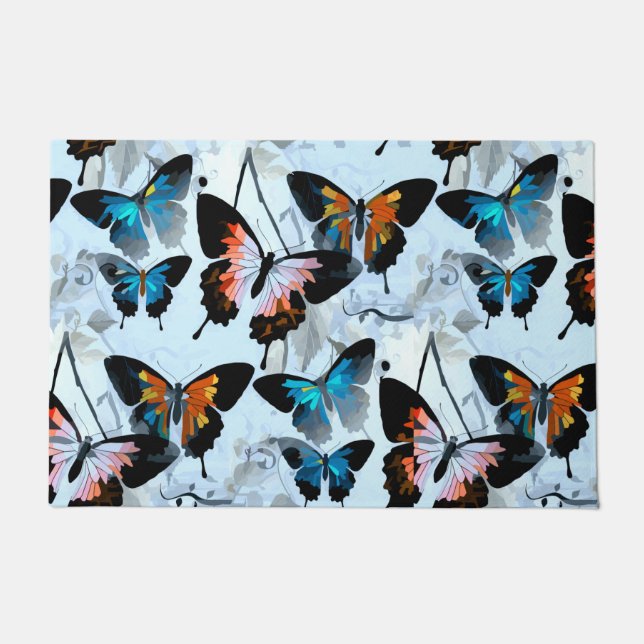 Gorgeous Fantastic Realm  Morpho Aqua Butterflies Doormat (Front)