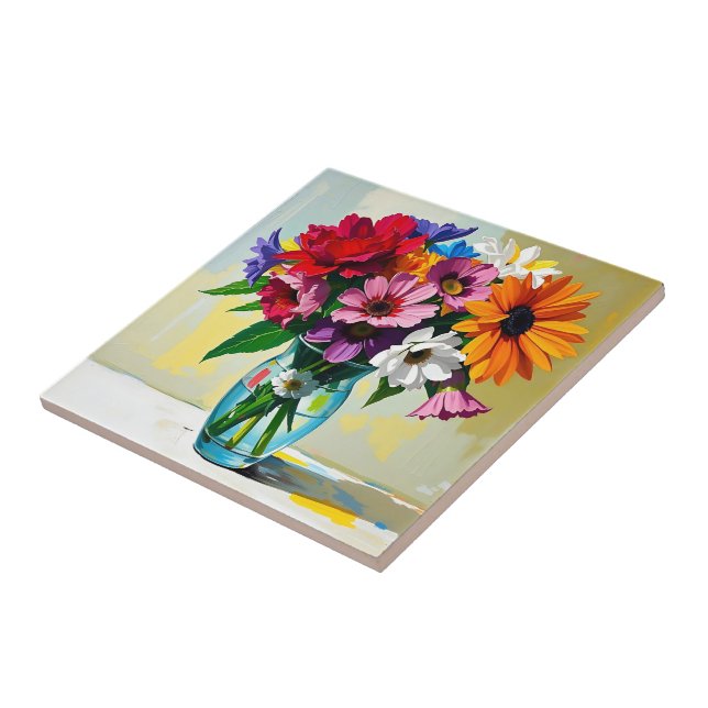 Gorgeous Floral Art Design Tile (Side)
