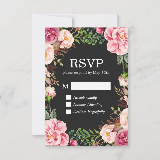 Gorgeous Floral Decor RSVP Respond Card (Front)