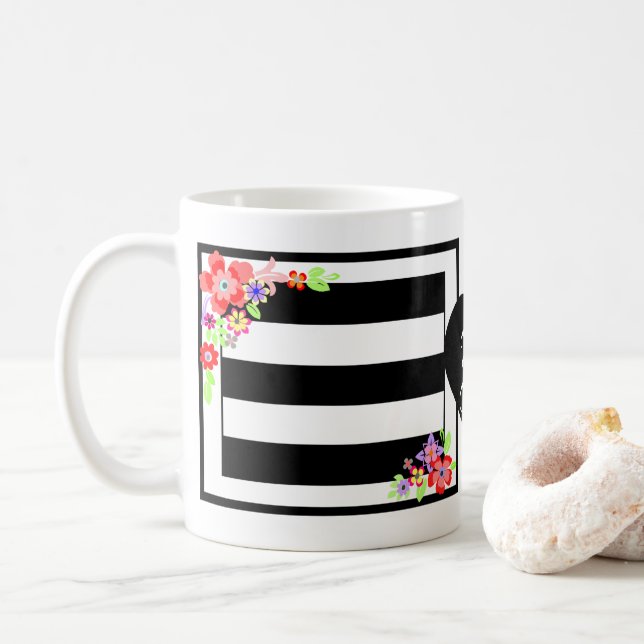 "Gorgeous Floral" Mug Initials. (With Donut)