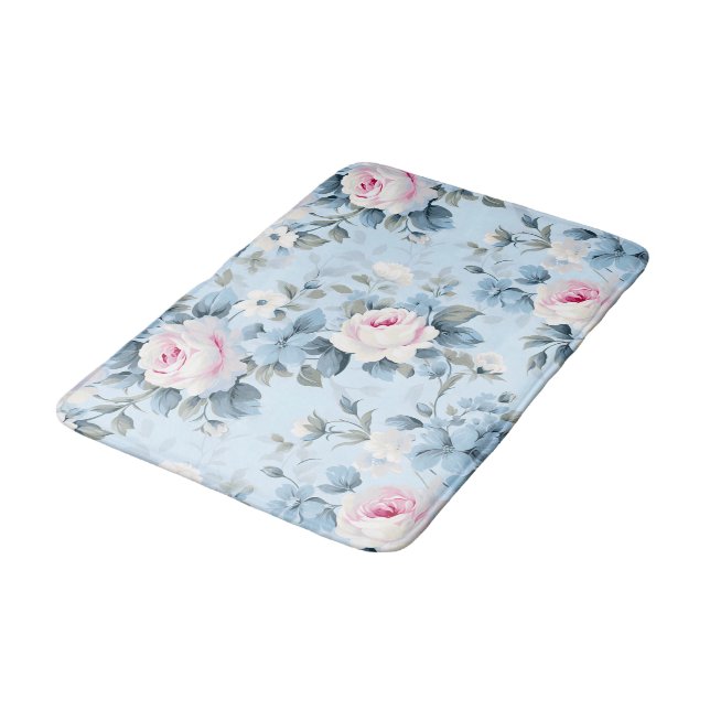 Gorgeous Floral Print Roses  Bath Mat (Angled)