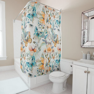 Gorgeous Floral Teal Orange Butterfly