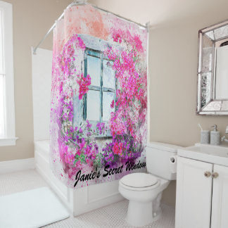 Gorgeous Floral Window Watercolor Shower Curtain