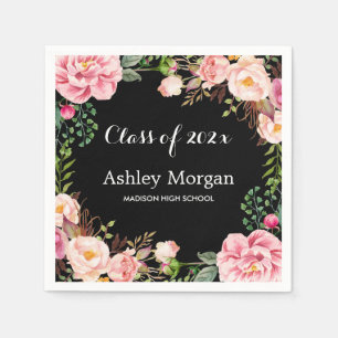 Gorgeous Floral Wreath Class of Graduation Party Napkin