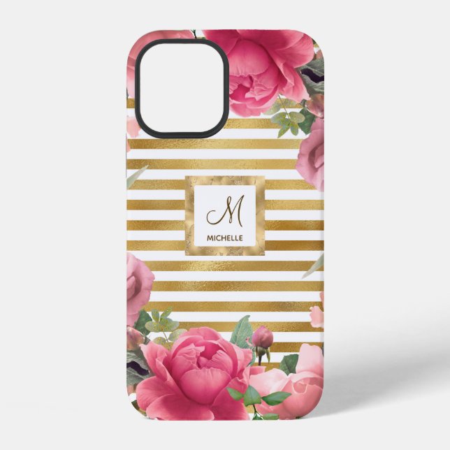 Gorgeous Flower Monogram Girly iPhone Case (Back)