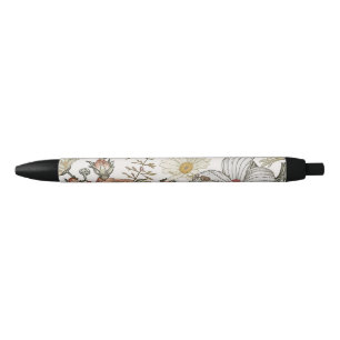 Gorgeous flowers black ink pen