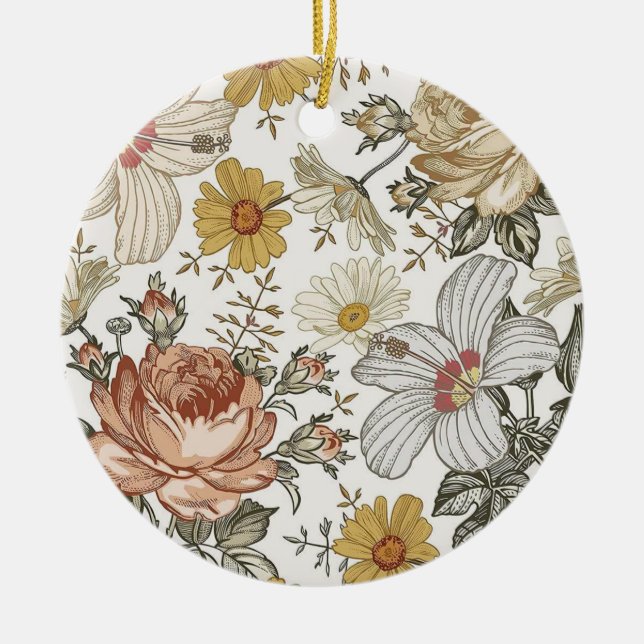 Gorgeous flowers ceramic ornament (Front)