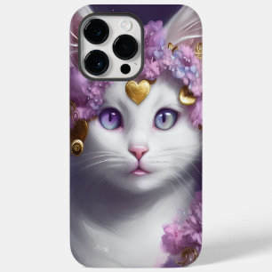 GORGEOUS FLUFFY WHITE LITTLE KITTEN VIOLET EYES iPhone 14 PRO MAX CASE