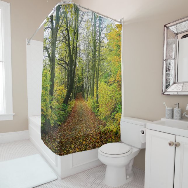 Gorgeous Forest Road Picture Shower Curtain (In Situ)