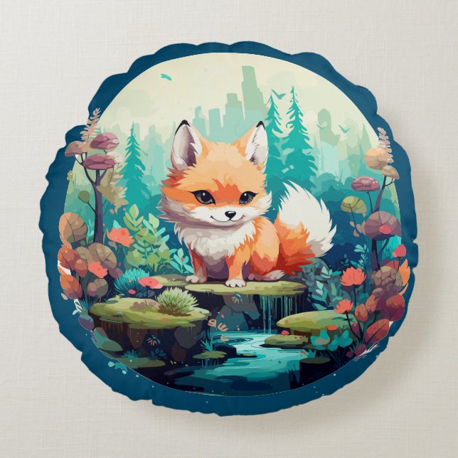 Gorgeous Fox Round Pillow (Front)
