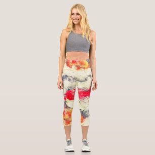Gorgeous Funky Vibrant Feather Design Capri Leggings