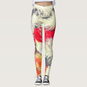 Gorgeous Funky Vibrant Feather Design Leggings