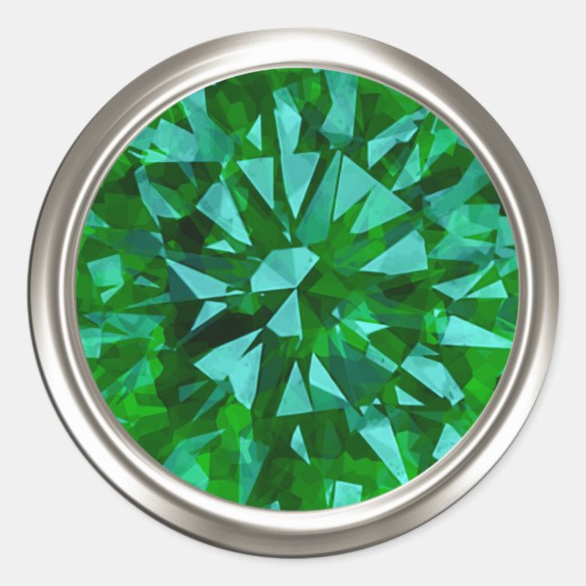 Gorgeous Gem Green Classic Round Sticker (Front)