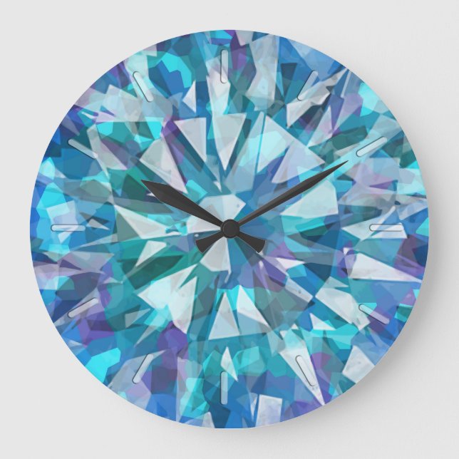 Gorgeous Gem with Blues and Purples Large Clock (Front)