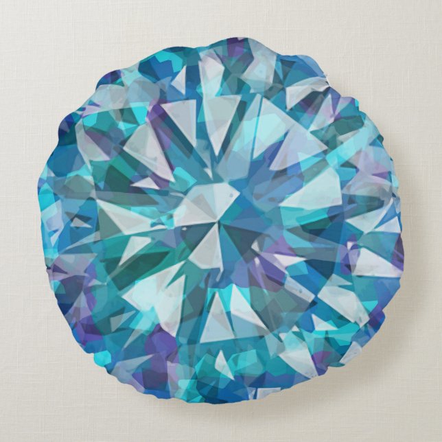 Gorgeous Gem with Blues and Purples Round Pillow (Back)