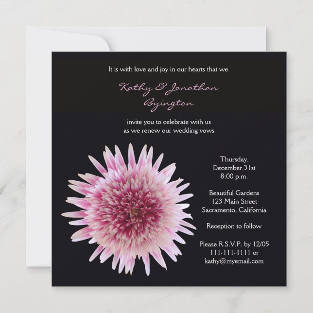 Gorgeous Gerbera Vow Renewal Invitation (Front)