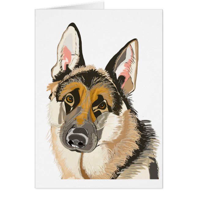 Gorgeous German Shepherd, Alsation Dog Drawing (Front)