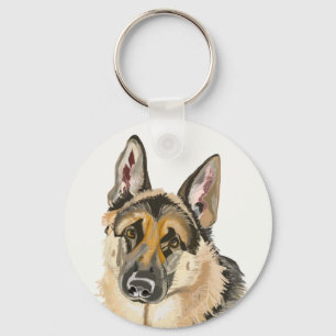 Gorgeous German Shepherd, Alsation Dog Drawing Key Keychain