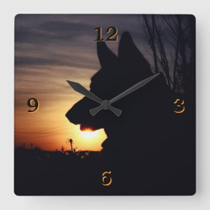 Gorgeous German Shepherd Silhouette Wall Clock