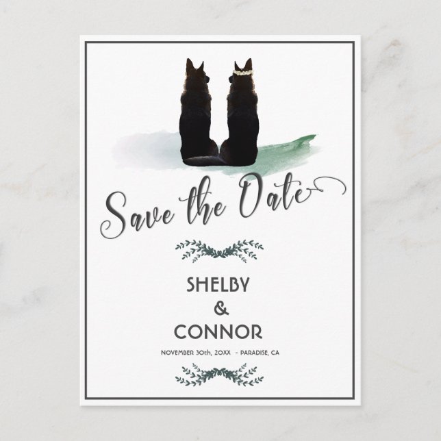 Gorgeous German Shepherd Silhouette Wedding Postcard (Front)