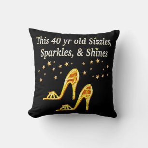 GORGEOUS GOLD 40TH SHOE QUEEN THROW PILLOW