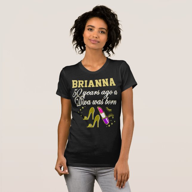 GORGEOUS GOLD 50TH BIRTHDAY DIVA CUSTOM TSHIRT (Front Full)