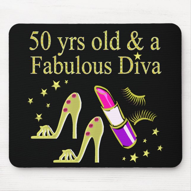 GORGEOUS GOLD 50TH BIRTHDAY DIVA DESIGN MOUSE PAD (Front)