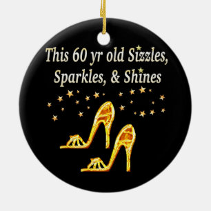 GORGEOUS GOLD 60TH BIRTHDAY CERAMIC ORNAMENT