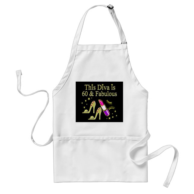 GORGEOUS GOLD 60TH BIRTHDAY HIGH HEEL DESIGN STANDARD APRON (Front)