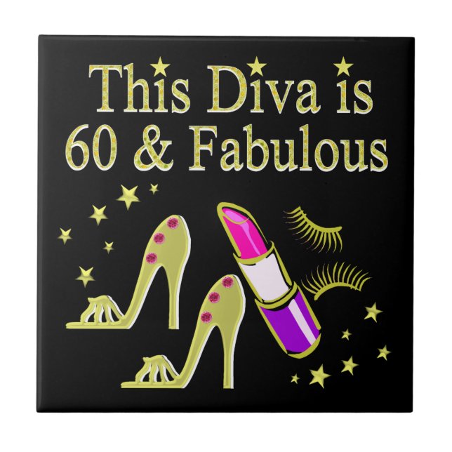 GORGEOUS GOLD 60TH BIRTHDAY HIGH HEEL DESIGN TILE (Front)