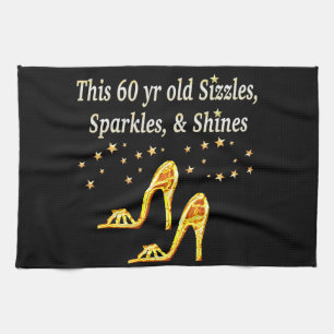 GORGEOUS GOLD 60TH BIRTHDAY KITCHEN TOWEL