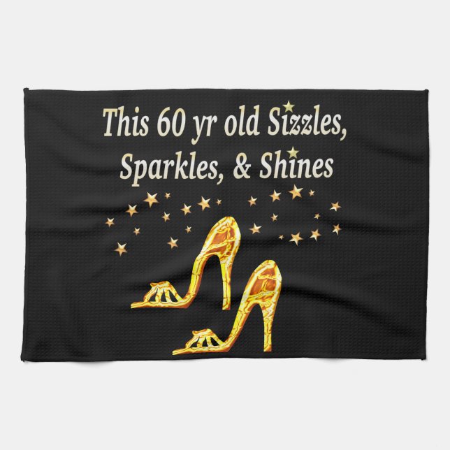 GORGEOUS GOLD 60TH BIRTHDAY KITCHEN TOWEL (Horizontal)