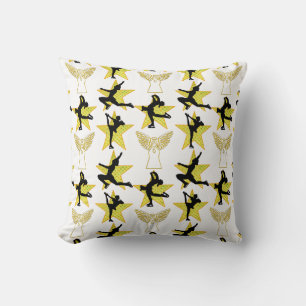 GORGEOUS GOLD FIGURE SKATING CHRISTMAS DESIGNS THROW PILLOW