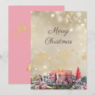 Gorgeous Gold Pink Christmas Card♡ Holiday Card