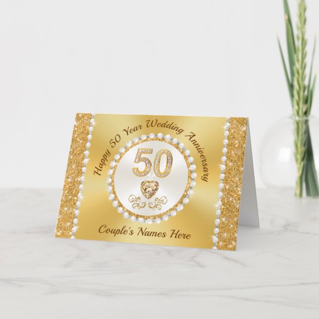 Gorgeous Golden Happy, 50 Year Anniversary Cards (Front)