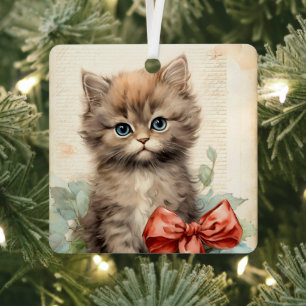Gorgeous Gray Kitten Christmas  Metal Ornament