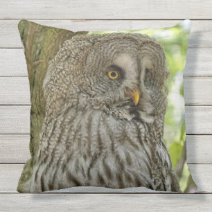 Gorgeous Great Grey Owl Print Throw Pillow