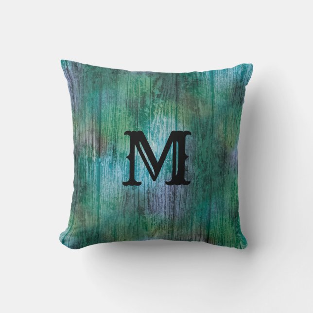 Gorgeous Green Blue Rainbow Texture Boho Colours Throw Pillow (Front)