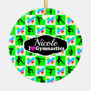 GORGEOUS GREEN BUTTERFLY GYMNAST DESIGN CERAMIC ORNAMENT