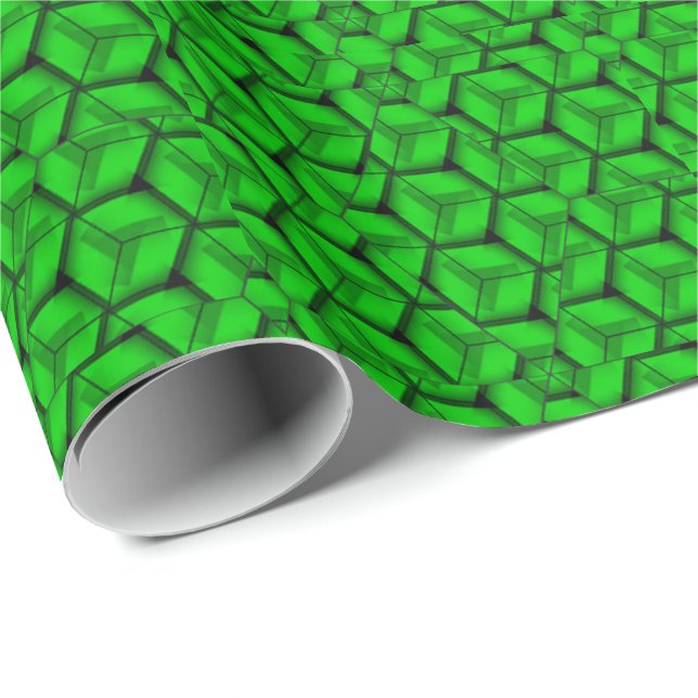 Gorgeous Green Geometric Shape Wrapping Paper (Roll Corner)