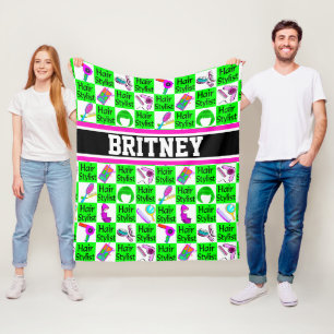 GORGEOUS GREEN HAIR STYLISY FLEECE BLANKET